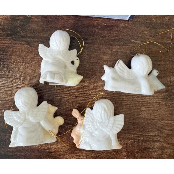 VTG Christmas Around The World Bone China Angel Ornaments Lot of 4 2" Angels #54 - Picture 4 of 7